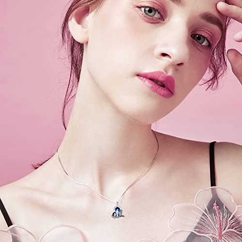 TOUPOP Father and Daughter Necklace Set 925 Silver Heart Pendant from Dad B