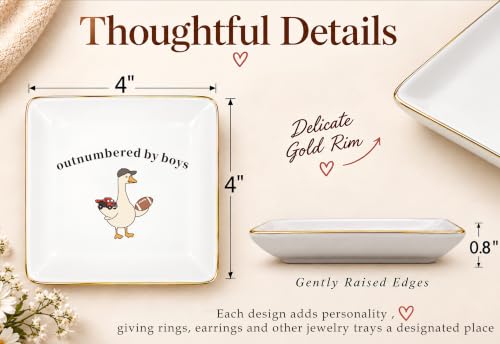 Boy Mom Jewelry Tray - Outnumbered by Boys Gift for Moms of Boys - 4 Inch Ceramic Organizer