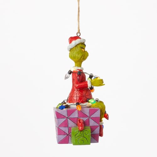 Enesco Dr. Seuss Grinch Jim Shore Lit Ornament - Hanging Christmas Figurine