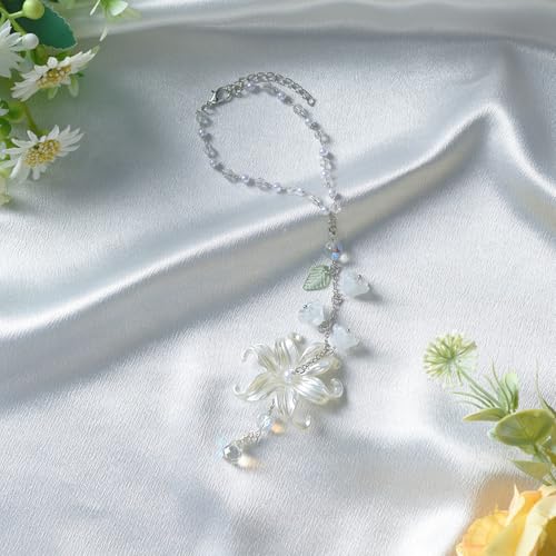 Lily of the Valley Leaf Car Charm, Floral Rearview Mirror Hanging Ornament
