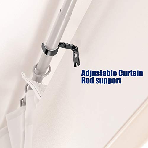 Adjustable Curtain Rod Brackets - 6 Pack Black Metal Wall Mount Holders