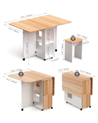 Folding Dining Table Set with 4 Chairs, Compact Space-Saving Furniture