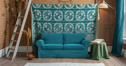 Velvet Slipcover for IKEA Ektorp Loveseat - Teal Blue