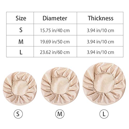 Round Floor Pillow Cover 24-Inch Beige Linen Meditation Cushion Protector