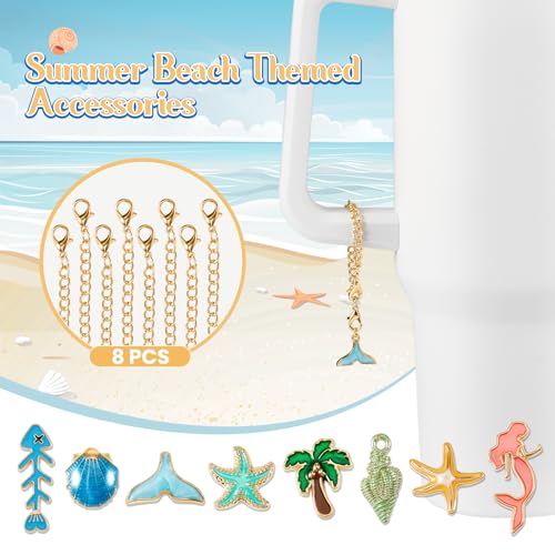 Beach Theme 8 Pcs Tumbler Charms with Chains for Cups – Landical