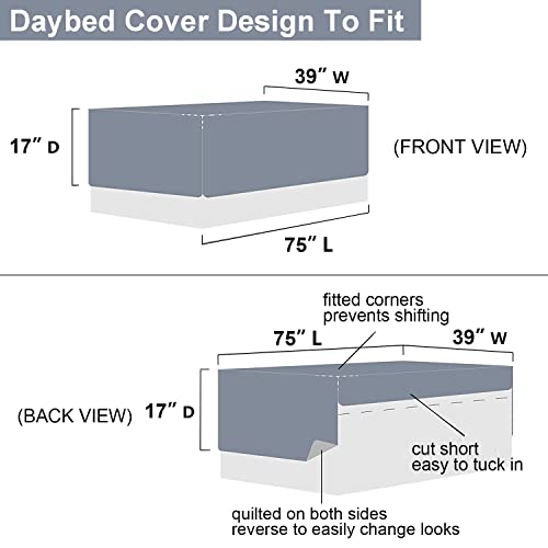 3-Piece Twin Daybed Cover Set - Quilted Geometric Bedspread with 2 Shams