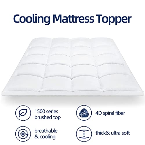 Queen Mattress Topper for Back Pain Relief | Plush Cooling Bed Pad