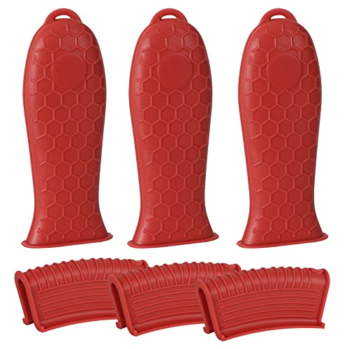 Joyhalo 6 Pack Cast Iron Handle Covers - Heat-Resistant Silicone, Non-Slip, Wine Handle Cover Set