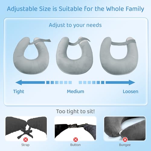U-Shaped Crochet Pillow with Detachable Back Support - Grey