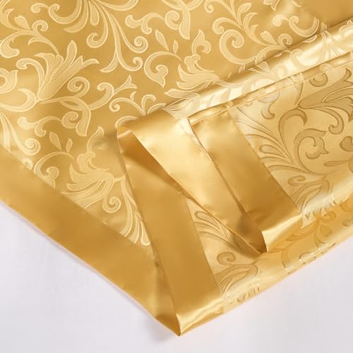 Gold Satin King Size Bed Runner - Luxury Jacquard Bed Scarf (50x240cm)