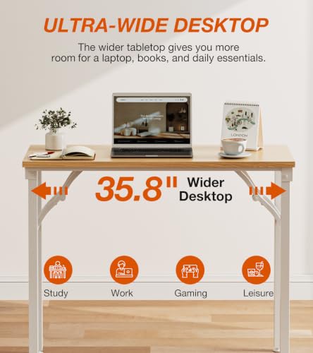 36-inch Foldable Desk, No Assembly Compact Computer Table for Small Spaces