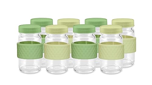 Green Glass Juice Shot Bottles with Caps & Grip Bands, 2oz - All About Juicing