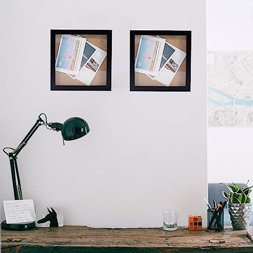 8x8 Square Shadow Box Picture Frames, Set of 3, Wood Deep Display Case