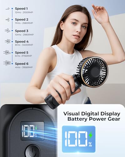 TUNISE Portable Handheld Fan 4000mAh Rechargeable Foldable Personal Fan