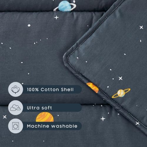 Wake In Cloud 100% Cotton Toddler Nap Mat with Pillow & Blanket - Galaxy Space