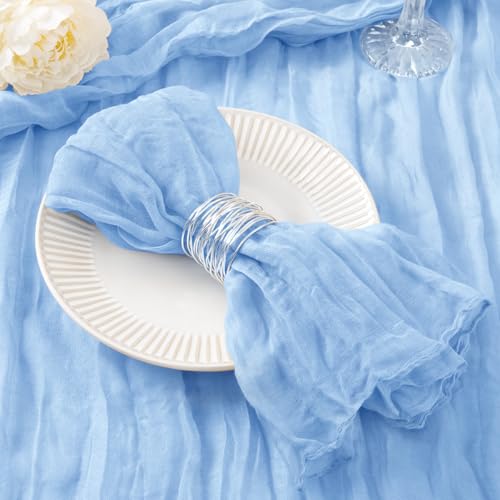 50-Pack Baby Blue Cheesecloth Napkins, 21x21 Inch Reusable Gauze Table Linens