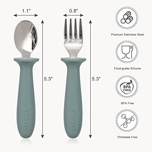 Toddler Utensils 6-Piece Kids Silverware Set with Silicone Handle