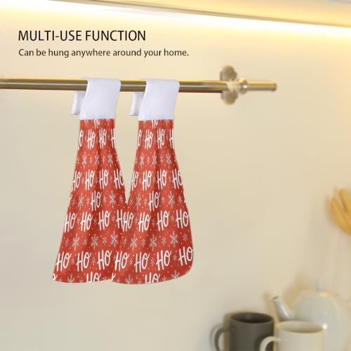 Lecluit Christmas Snowflake Hanging Hand Towels Set of 2 with Loop - Snowflake 1