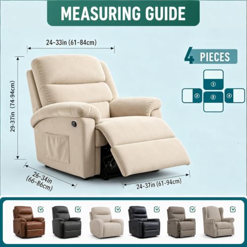 Stretch Recliner Slipcover Set - 4 Pieces Fitted Chair Covers