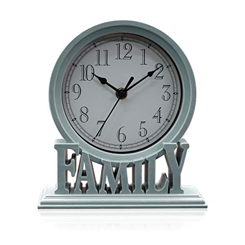 Vintage Style Non-Ticking Table Clock, Battery Operated Mantel Desk Clock