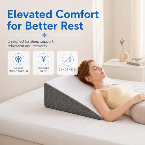 Memory Foam Wedge Pillow for Sleep Apnea & Acid Reflux Relief