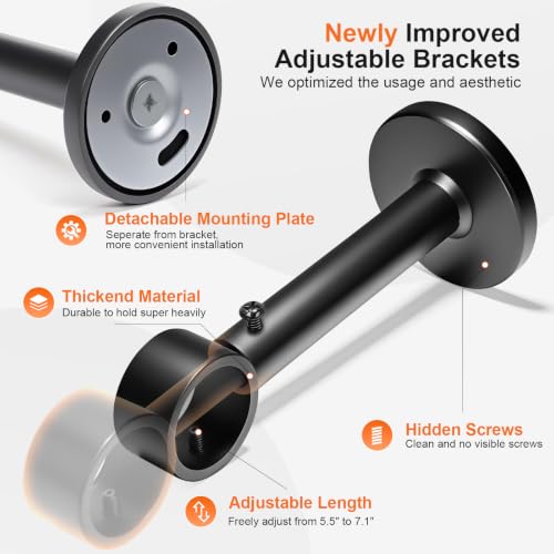 Heavy-Duty Extra Long Curtain Rod 144-240 Inches, Adjustable Metal Drapery Rod