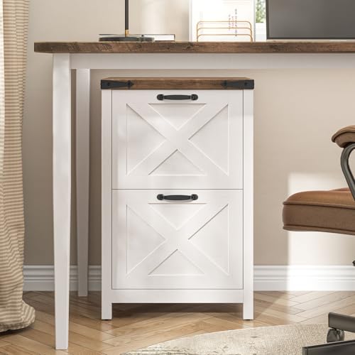 2-Drawer Farmhouse File Cabinet with Wooden Top for Home Office