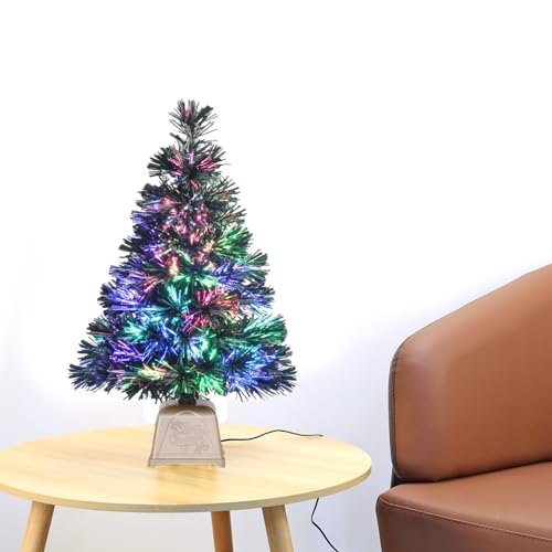 e crafty 24in Pre-lit Mini Fiber Optic Christmas Tree – Green (Tabletop)