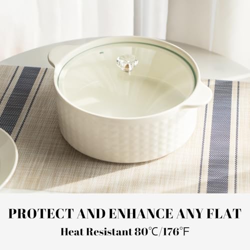 Woven Vinyl Placemats Set of 4 - Heat-Resistant Washable Dining Table Mats