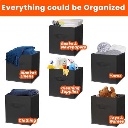 11-Inch Fabric Storage Cubes 10-Pack Collapsible Closet Bins Black