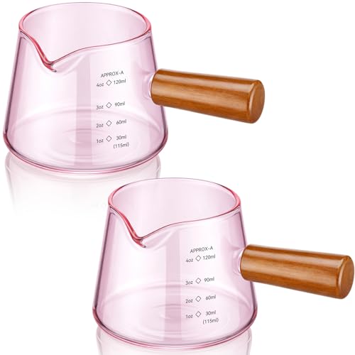 Pink 4oz Espresso Cups Set of 2 with V-Shaped Spouts - Willinglong