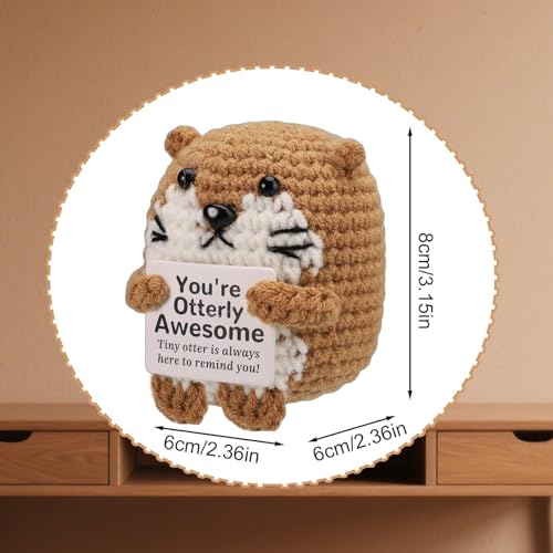 Handmade 3-Inch Crochet Sea Otter with Positive Message Card Gift