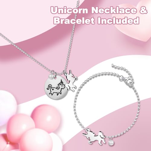 efubaby Pink & Blue 5-Layer Music Jewelry Box with Unicorns & Castle - Includes Unicorn Jewelry Set
