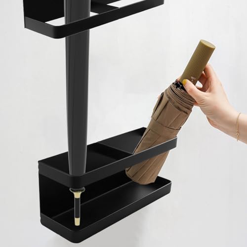 Wall-Mounted Umbrella Stand with Drip Tray, Adjustable Metal Rack