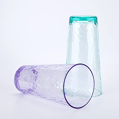 KX-WARE 26oz Multicolor Acrylic Highball Glasses Set of 6 - Shatterproof Drinking Tumblers