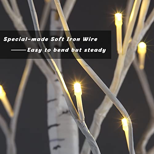 2 Pack 4ft Lighted Birch Tree with 48 LED Warm White Lights - Indoor/Outdoor Decor (4FT*2) SPIRIT STAR