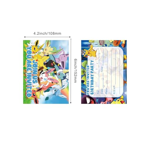 12-Piece Cartoon Birthday Invitation Set with Envelopes and Stickers