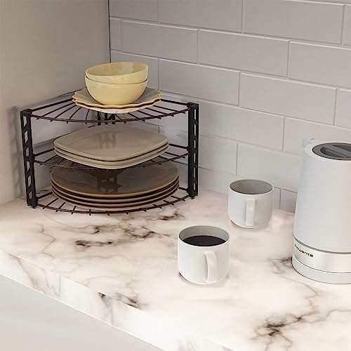 3-Tier Corner Shelf Organizer for Kitchen Counter and Cabinet