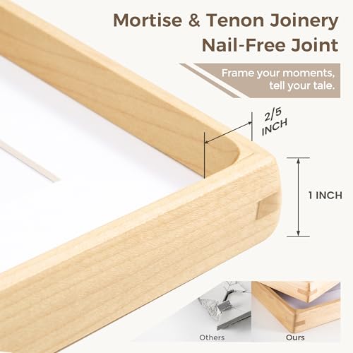 Fun Memories 11x17 Maple Wood Frame with HD Tempered Glass - Handcrafted, Rounded Corners, Wall or Tabletop Display, Variation: Maple / HD Tempered Glass / 1