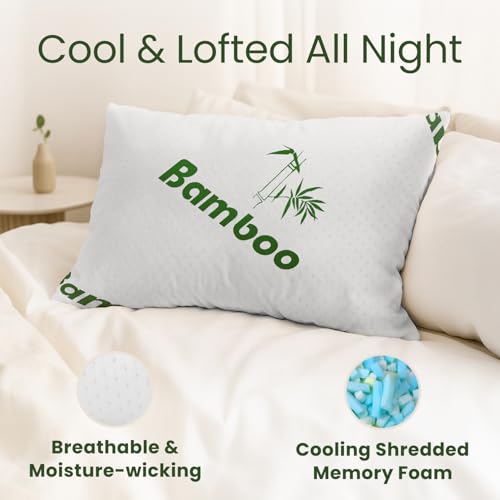 Cooling Shredded Memory Foam Pillows - Queen Size Set of 2