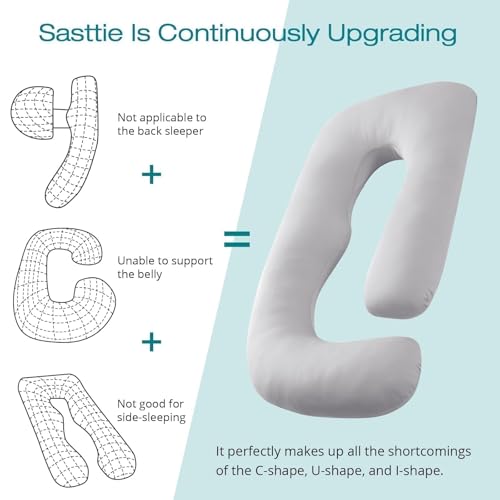 Sasttie 57" Cooling U-Shaped Pregnancy Body Pillow with Washable Cover
