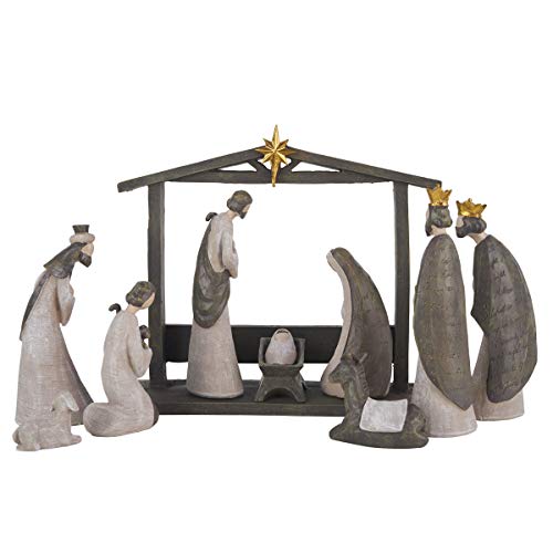 10-Piece Holy Family Nativity Set - Resin Manger Scene Christmas Decor