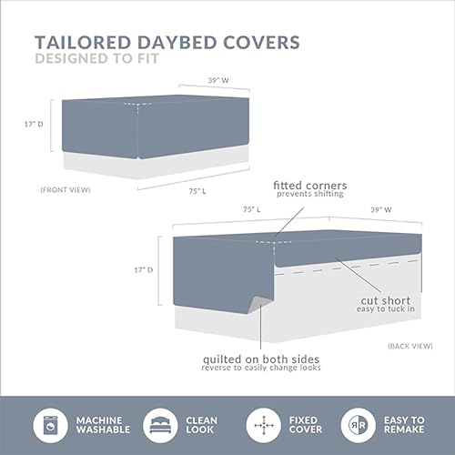 Coastal Damask Quilted Daybed Cover Set - 6-Piece All-Season Bedding