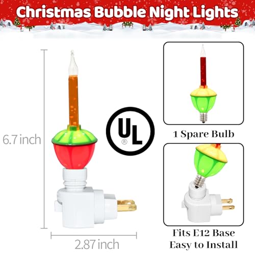 SOTOPOO Multicolor Christmas Bubble Night Light Wall Plug-In with Replacement Bulb