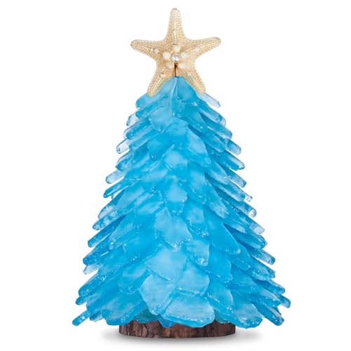 Blue Sea Glass Christmas Tree - Handcrafted Mini Coastal Holiday Decor
