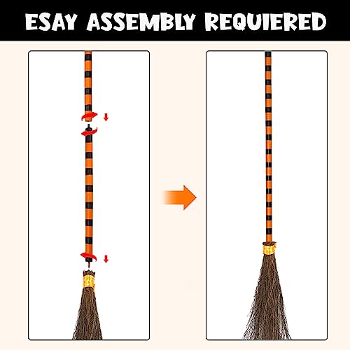 Halloween Broom Parking Sign with 3 Wooden Witch Brooms - Porch Wall Decor