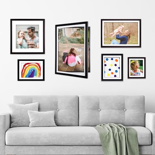 Kids Art Display Cabinet, Front-Opening Wood Frame for 8.5x11 Artwork