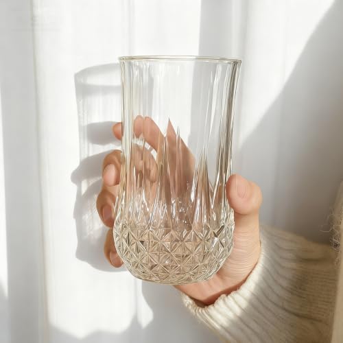 8-Piece Glassware Set, Clear Ribbed Drinking Glasses for Water and Cocktails