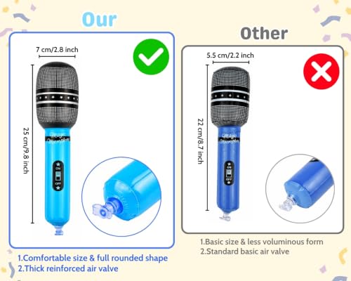 Inflatable Microphone Party Favors - 10-Inch Blow Up Props, 6 Pack