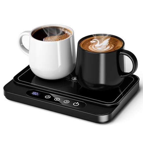 Misby Black Coffee Mug Warmer 50W with 6-Temp Settings, Auto Shut-Off & Timer
